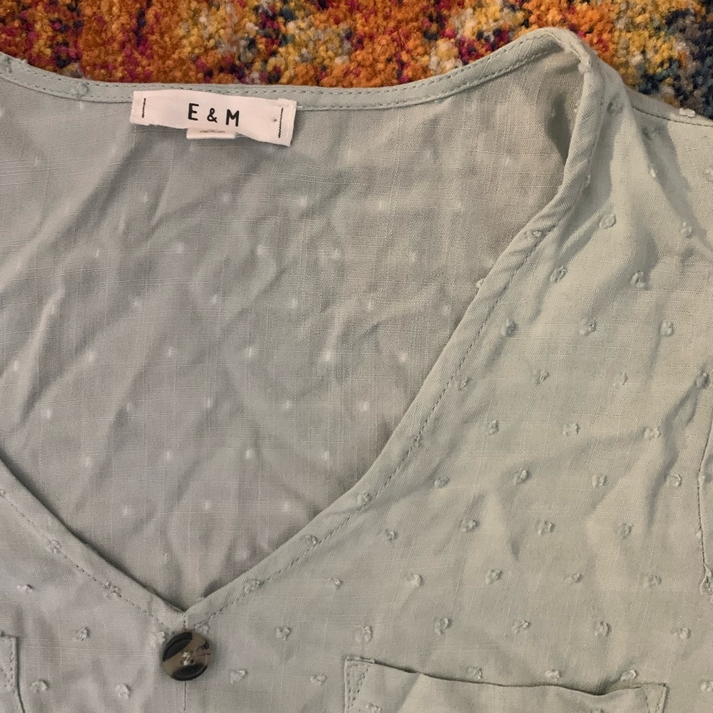 Light blue textured button-up shirt - Picture 2 of 2